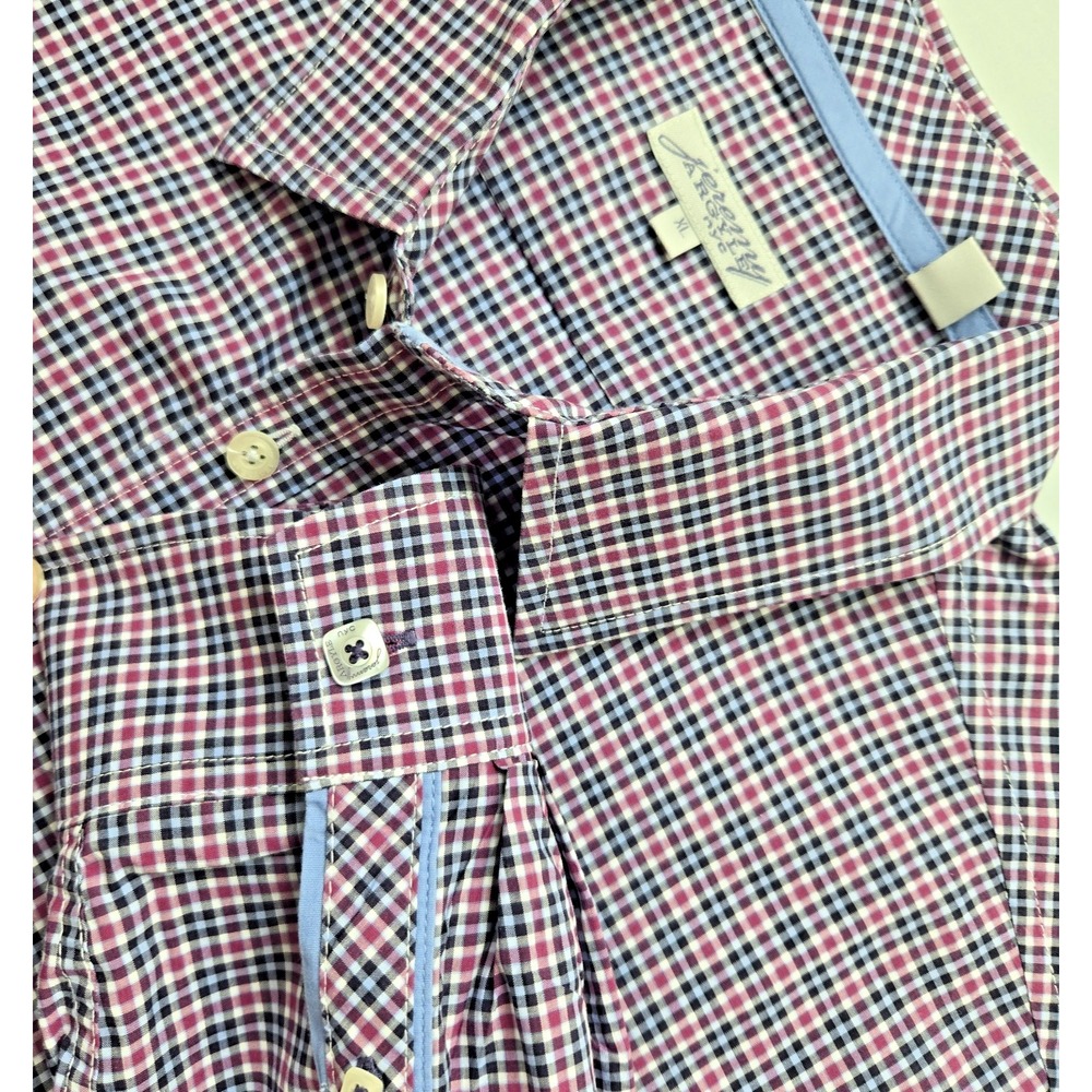 Jeremy Argyle NYC Mens Shirt XL Button-Up Purple Blue Check Long Sleeve